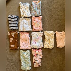 Baby girl footed sleeper onesie bundle
